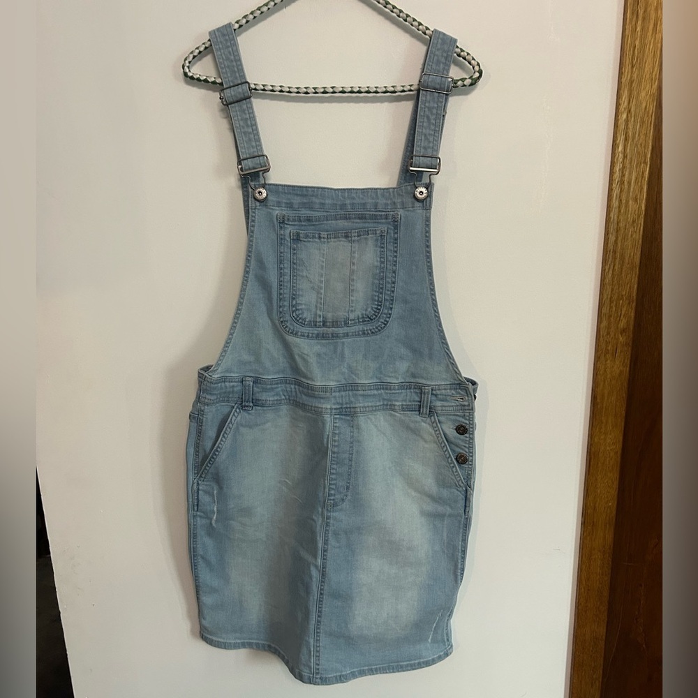 Jeanologie Light Wash Denim Overall Dress - Light Blue